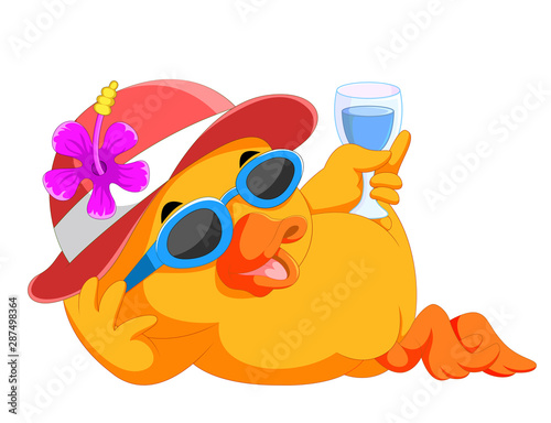 Duck resting and relaxing on beach