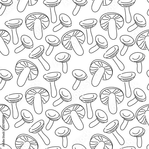 Seamless patterns from Mushroom. Hand drawn sketch vector illustration. Fresh organic food on white