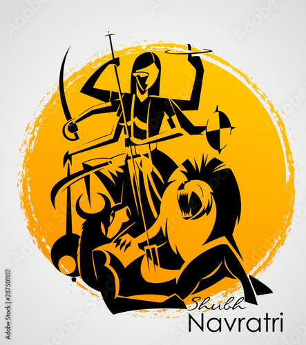 Happy Navratri, Vector Illustration based on Beautiful background with Maa Durga