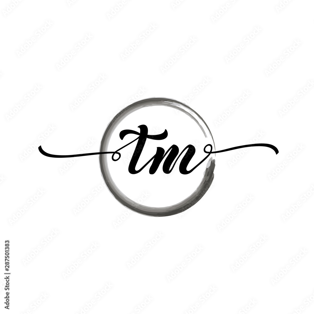 TM initial handwriting logo template. round logo in watercolor color with handwritten letters in the middle. Handwritten logos are used for, weddings, fashion, jewelry, boutiques and business TM initial handwriting logo template. round logo in watercolor color with handwritten letters in the middle. Handwritten logos are used for, weddings, fashion, jewelry, boutiques and business
