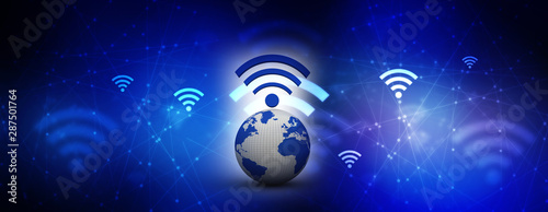 3d illustration WiFi symbol on globe