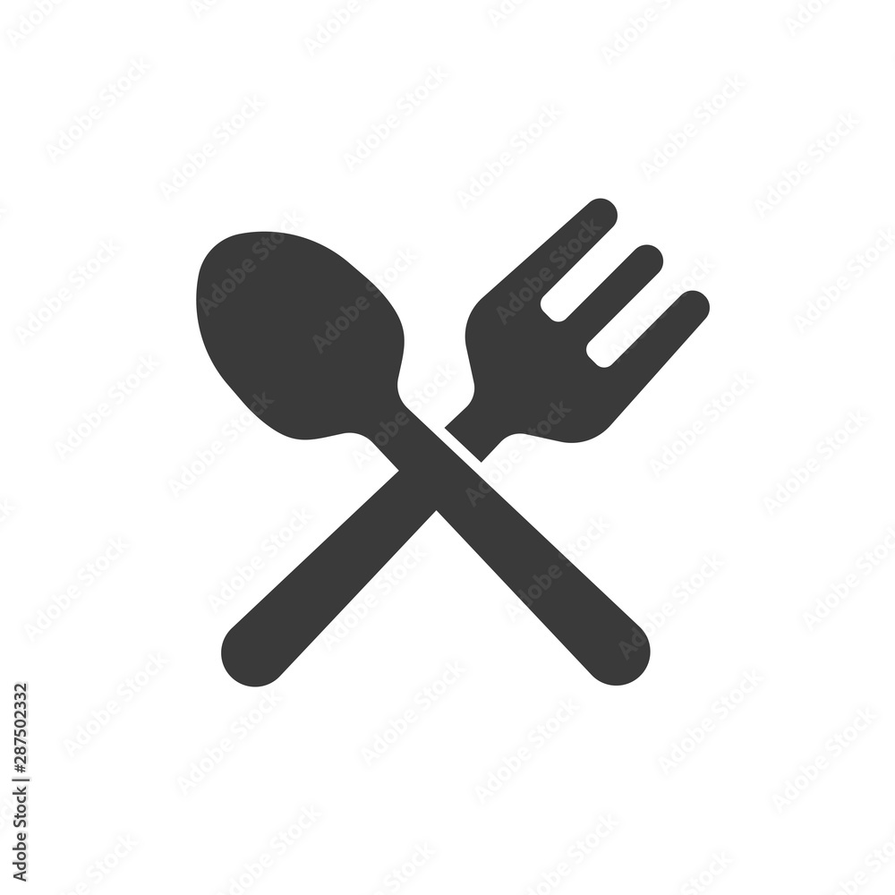 vector black spoon and forkl icons