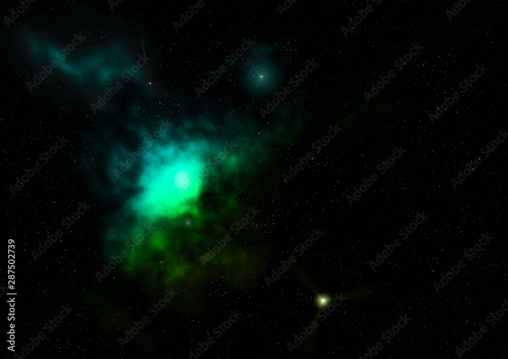Fototapeta premium Star field in space and a nebulae. 3D rendering