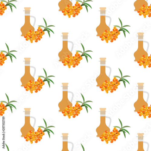 Sea buckthorn oil seamless pattern