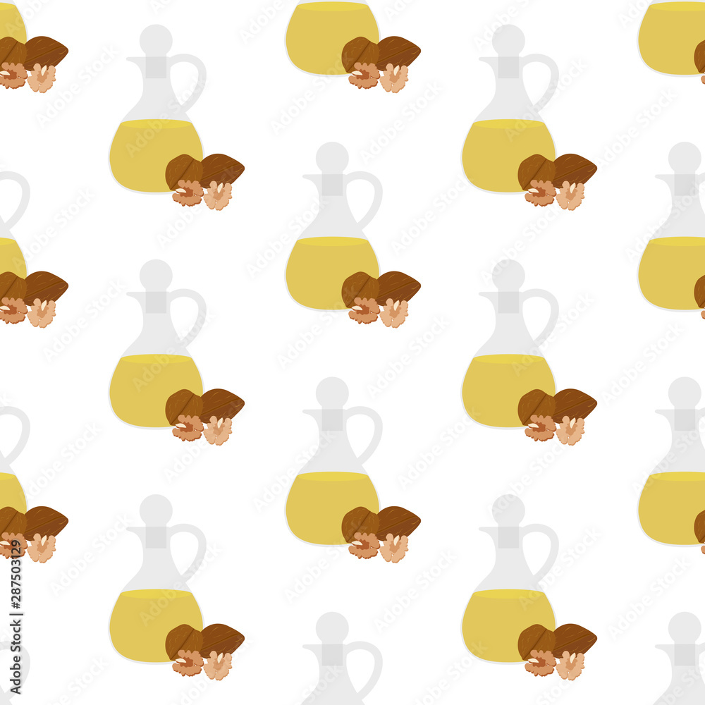 Fototapeta premium Walnuts oil seamless pattern