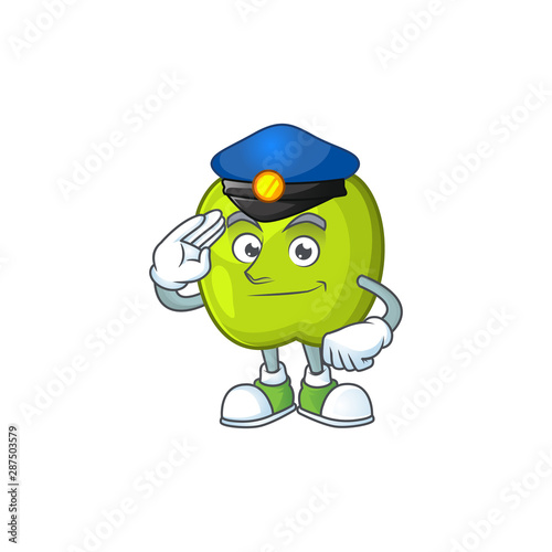 Police granny smith in a green apple character mascot