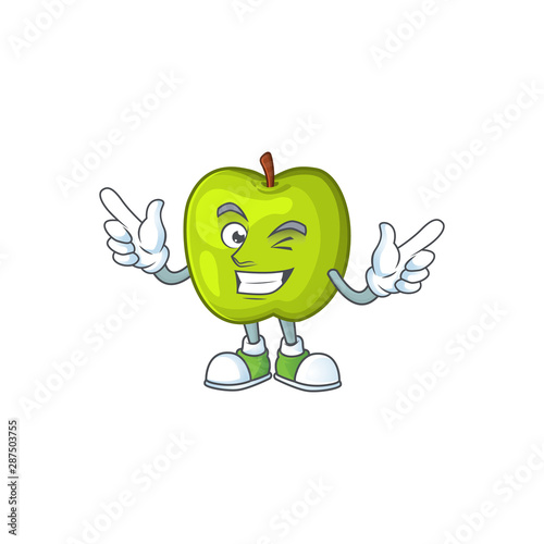 Wink character granny smith green apple with mascot