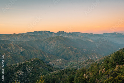 Fototapeta Naklejka Na Ścianę i Meble -  View from Mount Wilson at sunset, in Angeles National Forest, California