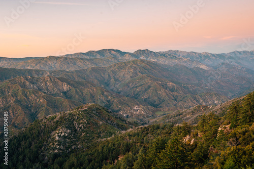 View from Mount Wilson at sunset, in Angeles National Forest, California
