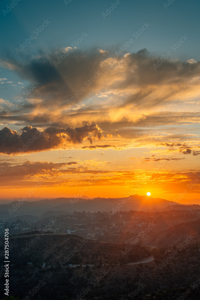 Sunset view from the Griffith Observatory, in Los Angeles, California