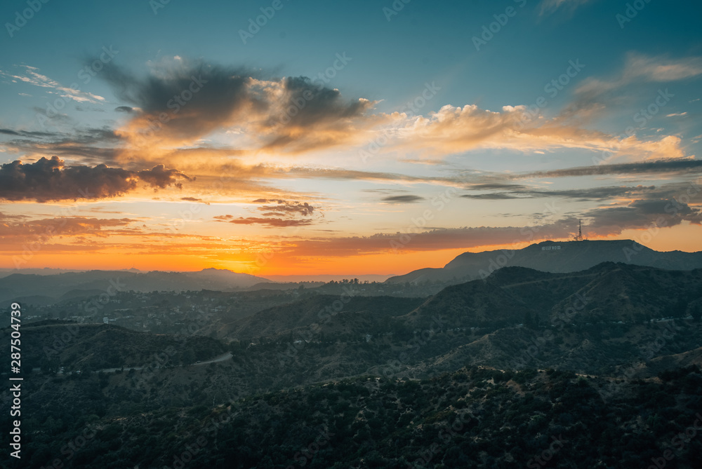 Sunset view from the Griffith Observatory, in Los Angeles, California