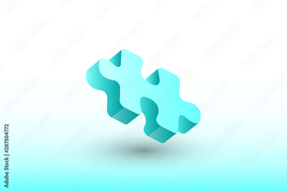 Obraz premium A piece of jigsaw puzzle vector illustration in blue color on white background to show strategy of team in business and industry