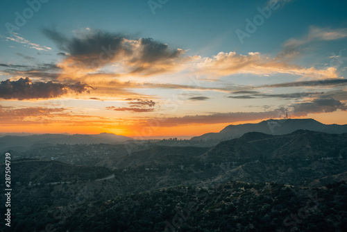 Sunset view from the Griffith Observatory  in Los Angeles  California