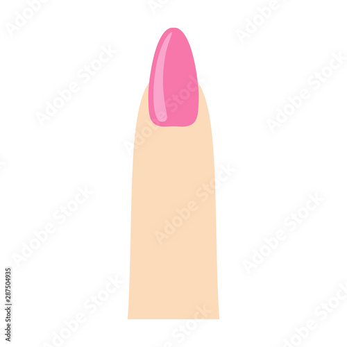 Manicure icon. Pink nail on the finger sign