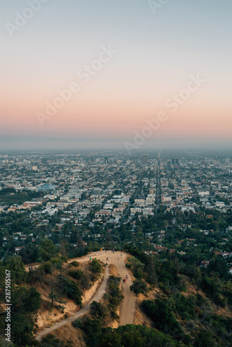 Sunset view from Griffith Observatory, in Los Angeles, California © jonbilous