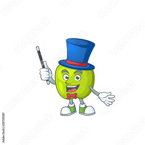 Magician granny smith apple character for health mascot