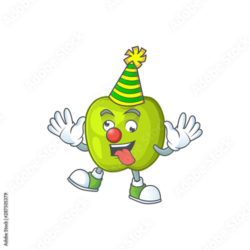 Clown granny smith apple character for health mascot
