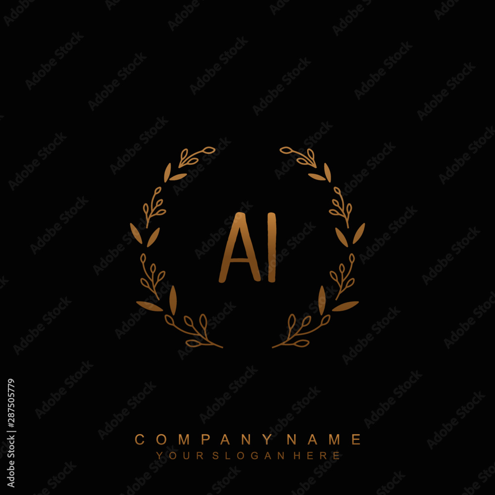 letter AI surrounded by beautiful and elegant flowers and leaves. Wedding monogram logo template. Fashion Logo template Vectors, letter AI surrounded by beautiful and elegant flowers and leaves. Wedding monogram logo template. Fashion Logo template Vectors,