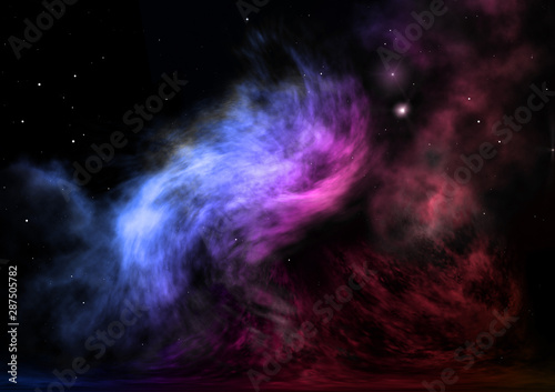 Far being shone nebula and star field. 3D rendering © Anatolii