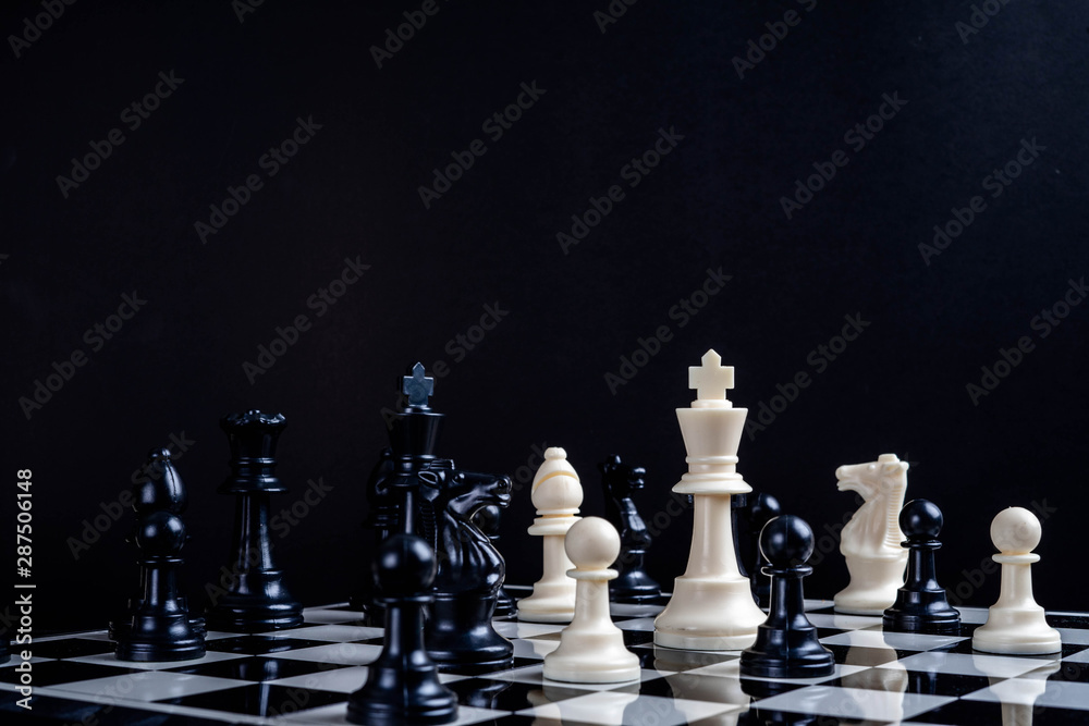 A white chess teame and black chess team ,idea for business competition and team work.