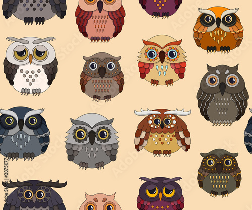 Wallpaper Mural Seamless pattern with cute owls Torontodigital.ca