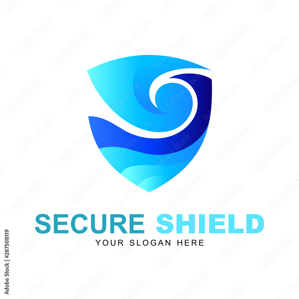 shield logo and wave icon template, ocean icon, water logo design vector, 3d icon shield logo and wave icon template, ocean icon, water logo design vector, 3d icon