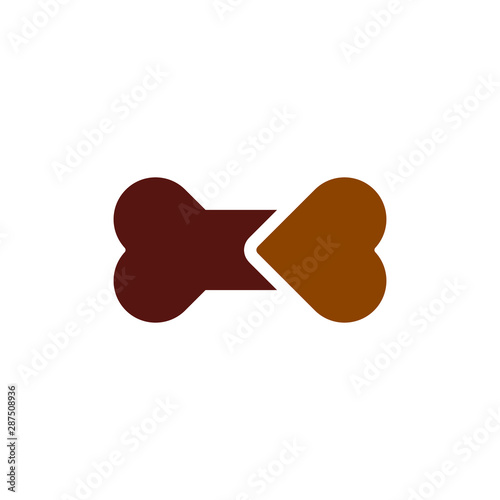 Bone and Heart Love Icon and Symbol. Logo Vector. Eps 10.