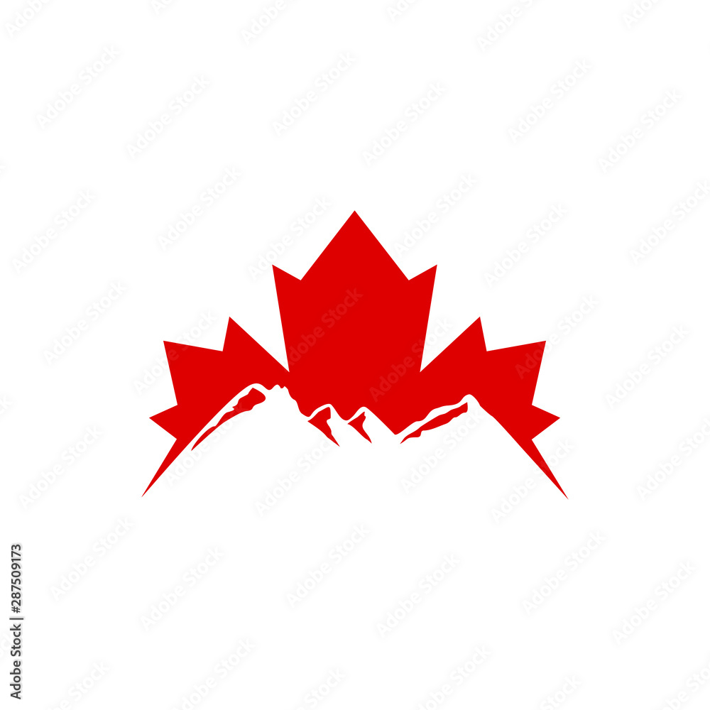 Maple leaf of Canada and Mountain Hill Icon and Symbol. Logo Vector. Eps  10. Stock Vector | Adobe Stock