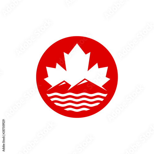 Maple leaf of Canada and Mountain Hill Icon and Symbol. Logo Vector. Eps 10.