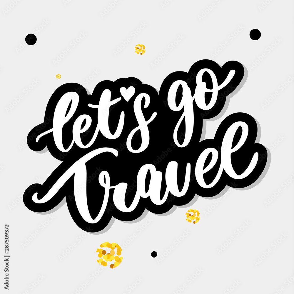 Fototapeta premium Travel set icons. Handwritten lettering. Label vector illustration