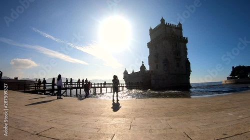 Belém Tower in Portugal time lapse photo