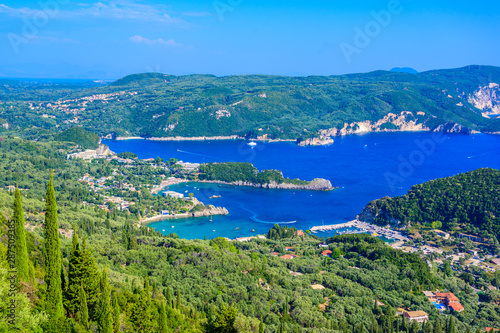 Fototapeta Naklejka Na Ścianę i Meble -  Paleokastritsa - Paradise coastline scenery with crystal clear azure water in Bays - Corfu, Ionian island, Greece, Europe
