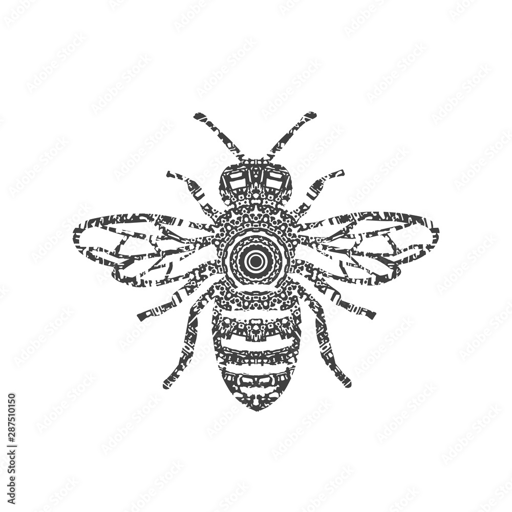 Abstract Ornamental Bee Shape. Vector Honey Bee for Your Design. Abstract Ornamental Bee Shape. Vector Honey Bee for Your Design.