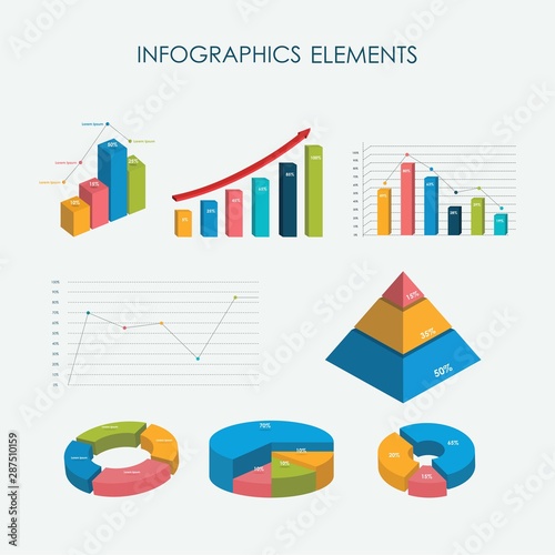 Infographics Elements 3D Set Vector Flat Design, Sign, Icon Full Color, Template