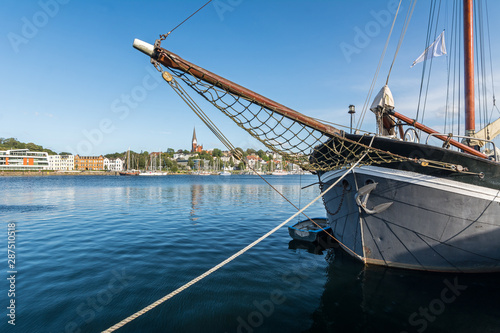 Scenic view of the harbor area in Flensburg, Germany photo