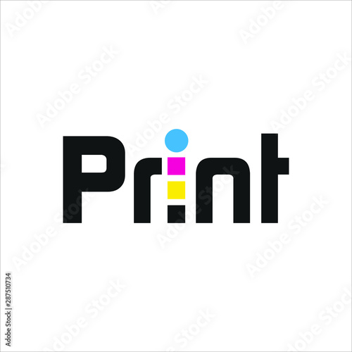 PRINT Logo. Colors of CMYK Symbol. Sign Icon. Vector Eps 10.