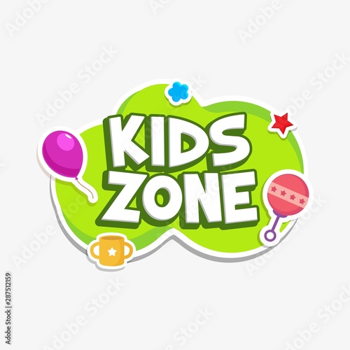 Kids zone label text sticker childish badge