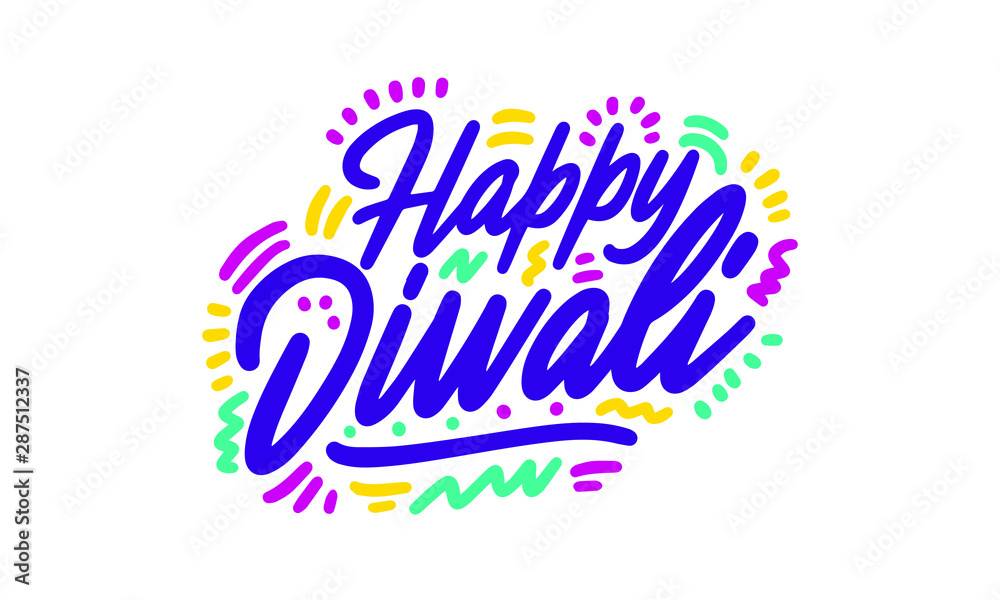 Happy Diwali. Handwritten modern brush text. Beautiful lettering invitation, greeting, prints, posters. Typographic inscription, calligraphic design vector