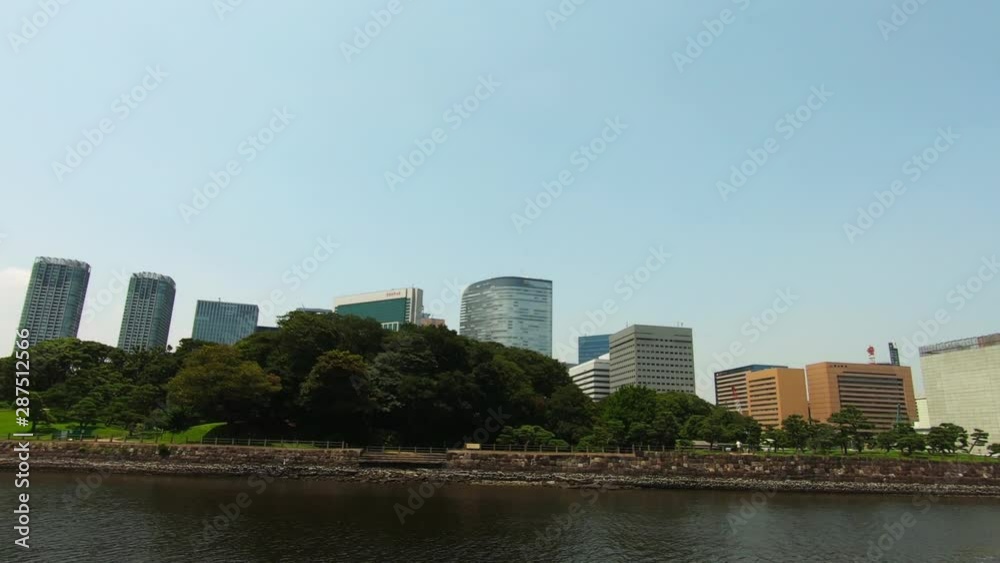Japan city landscape. Tokyo, Hamarikyu seen from the ship Japan city landscape. Tokyo, Hamarikyu seen from the ship