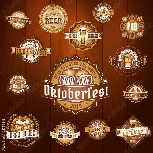 Beer Oktoberfest logotypes bundle. Good as a design elements template for bar or pub