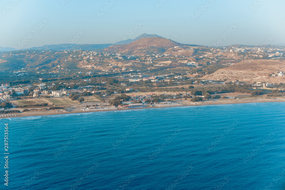 Crete island in Greece, vacation and holidays concept.  Aerial view 