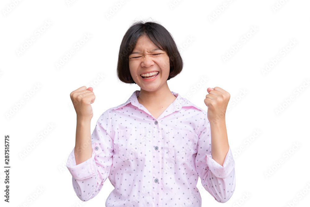 Cute Asian girl smiling on the white background. Cute Asian girl smiling on the white background.
