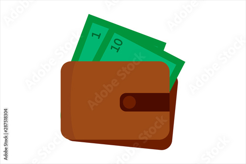 Wallets or Purse with cash. Business and finance symbol. Vector illustration in cartoon style. Isolated on white background