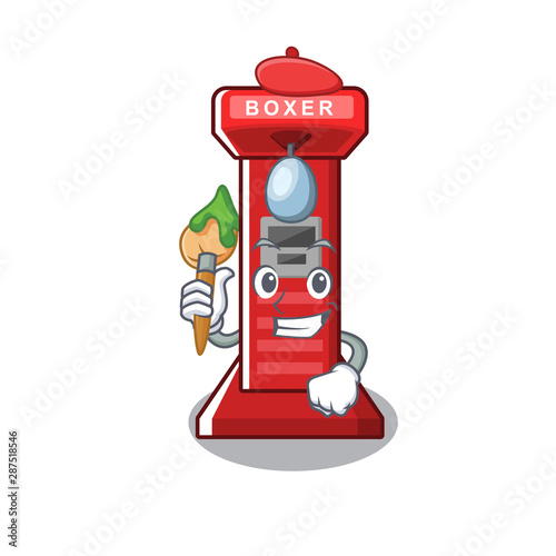 Artist boxing game machine isolated the mascot