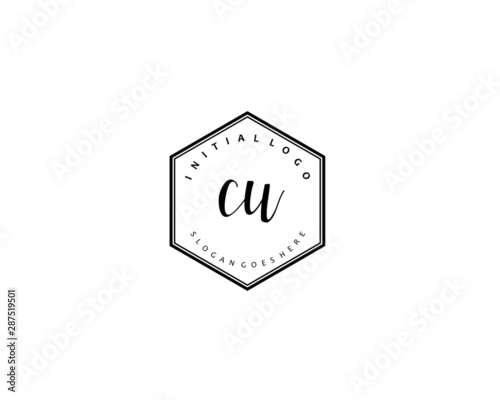 CU Initial handwriting logo vector