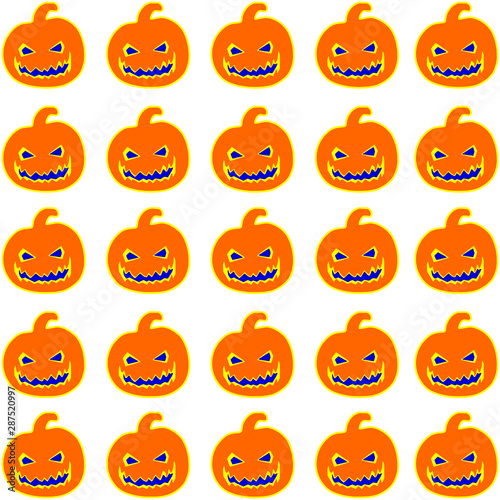 Seamless halloween pumpkin pattern. White background. Halloween pattern for cards, wrapping paper, decoration and web.