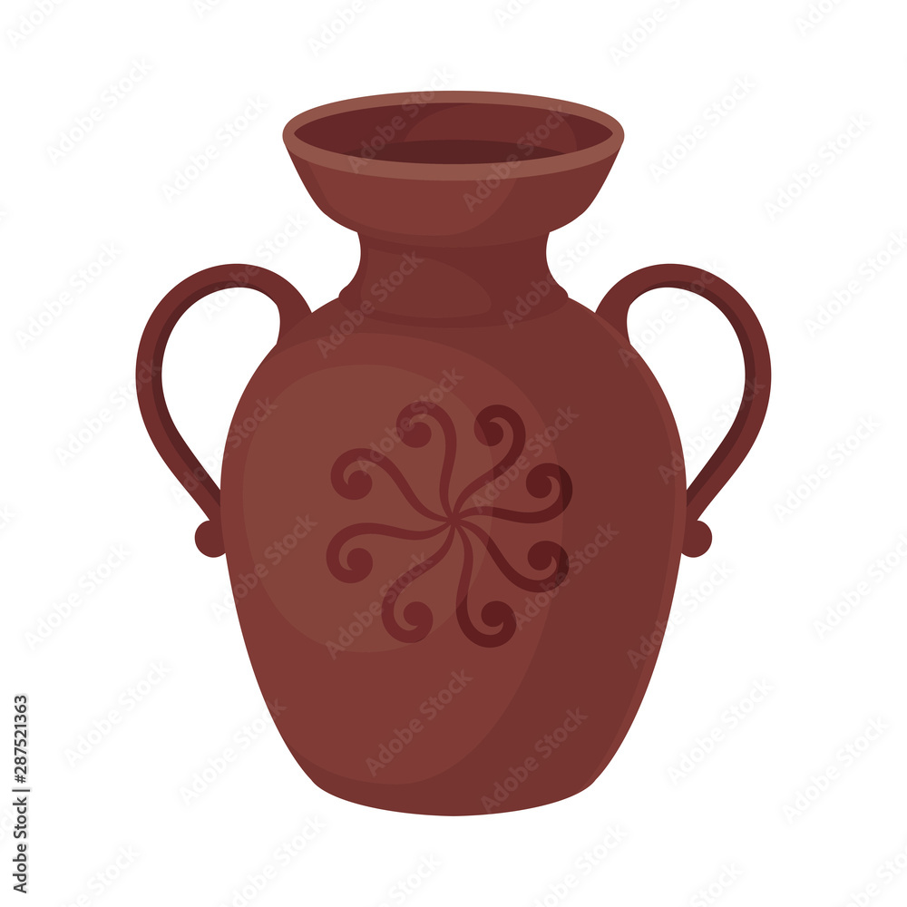 Clay jug with two handles. Vector illustration on a white background.