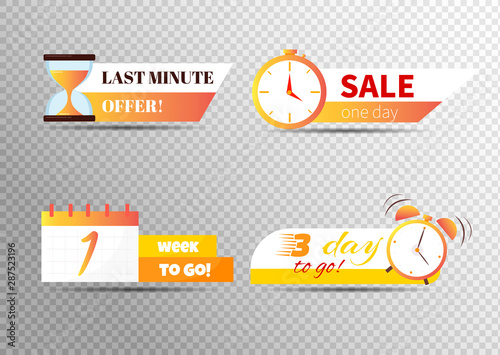 Sale countdown badges vector icons