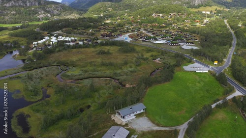 Aerial footage of Romarstjodn,Suleskarvegen Tjorhom Norway photo