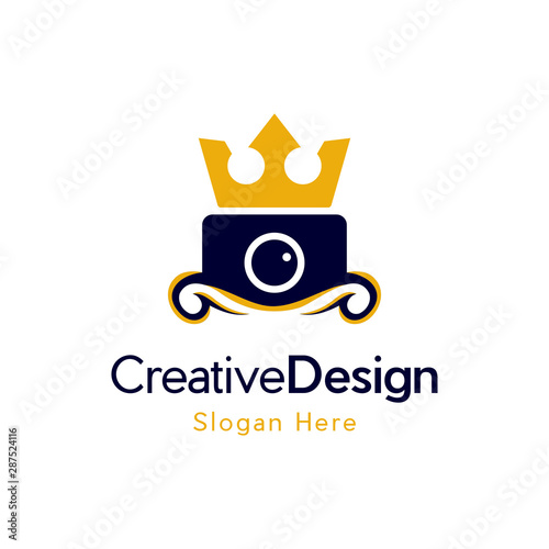 Royal King Camera Pixel Abstract Icon Logo Element Design Template Vector
